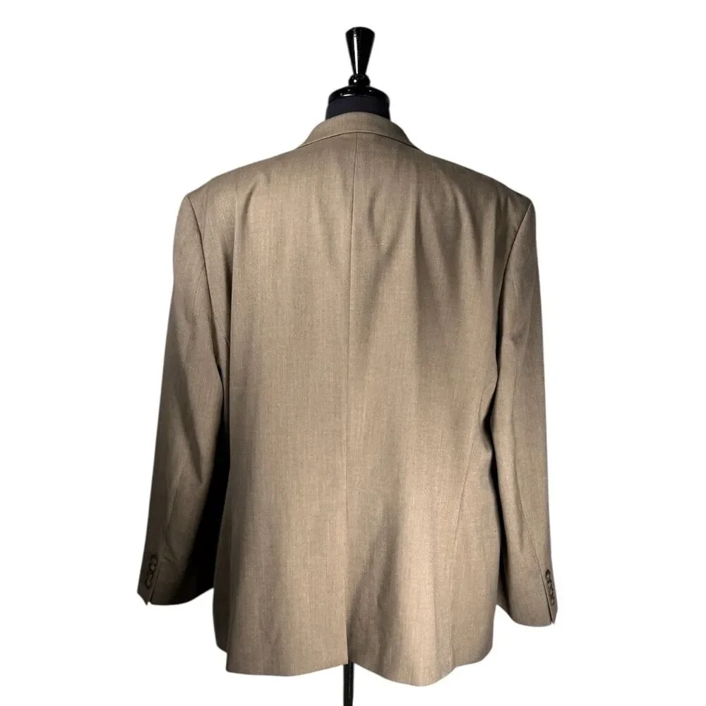 Chaps Ralph Lauren Mens 50R Tan Stretch Blazer 2 Button Sport Coat Jacket